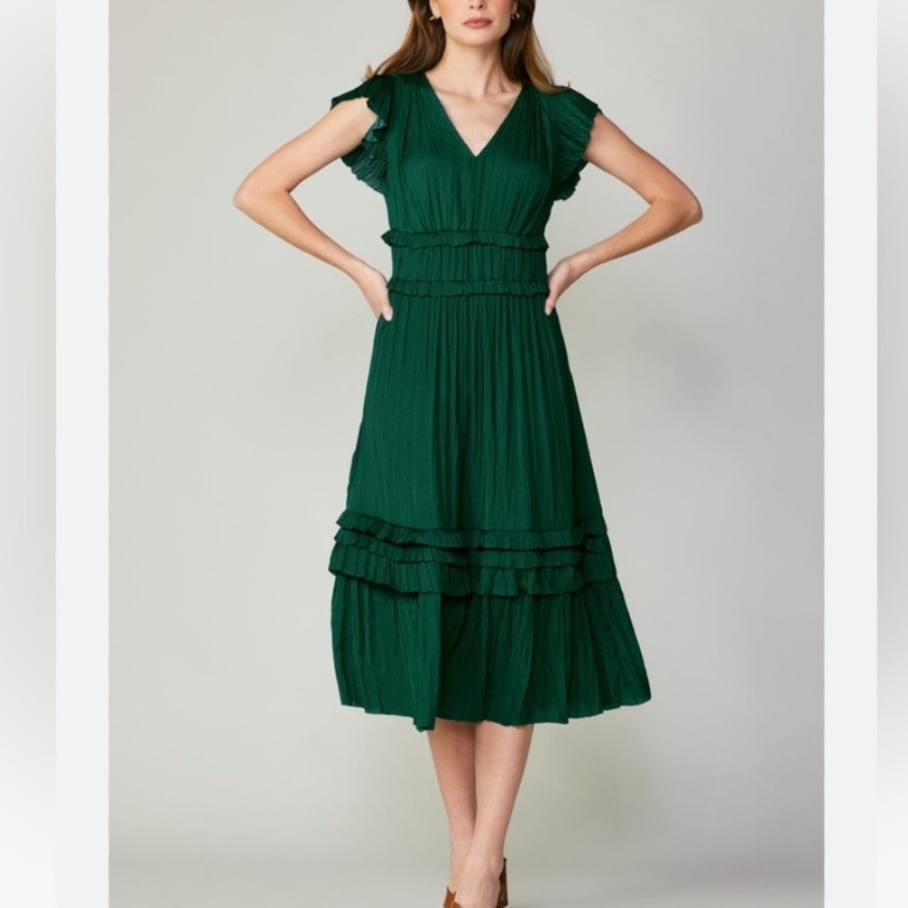 Current Air Sereia Pleated Tiered Midi dress, XS